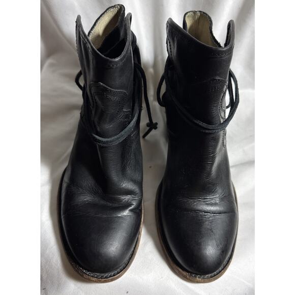 Freebird by Steven Casey Ankle Black Boots Booties Womens Sz 9 Leather Lace Up - Picture 1 of 8